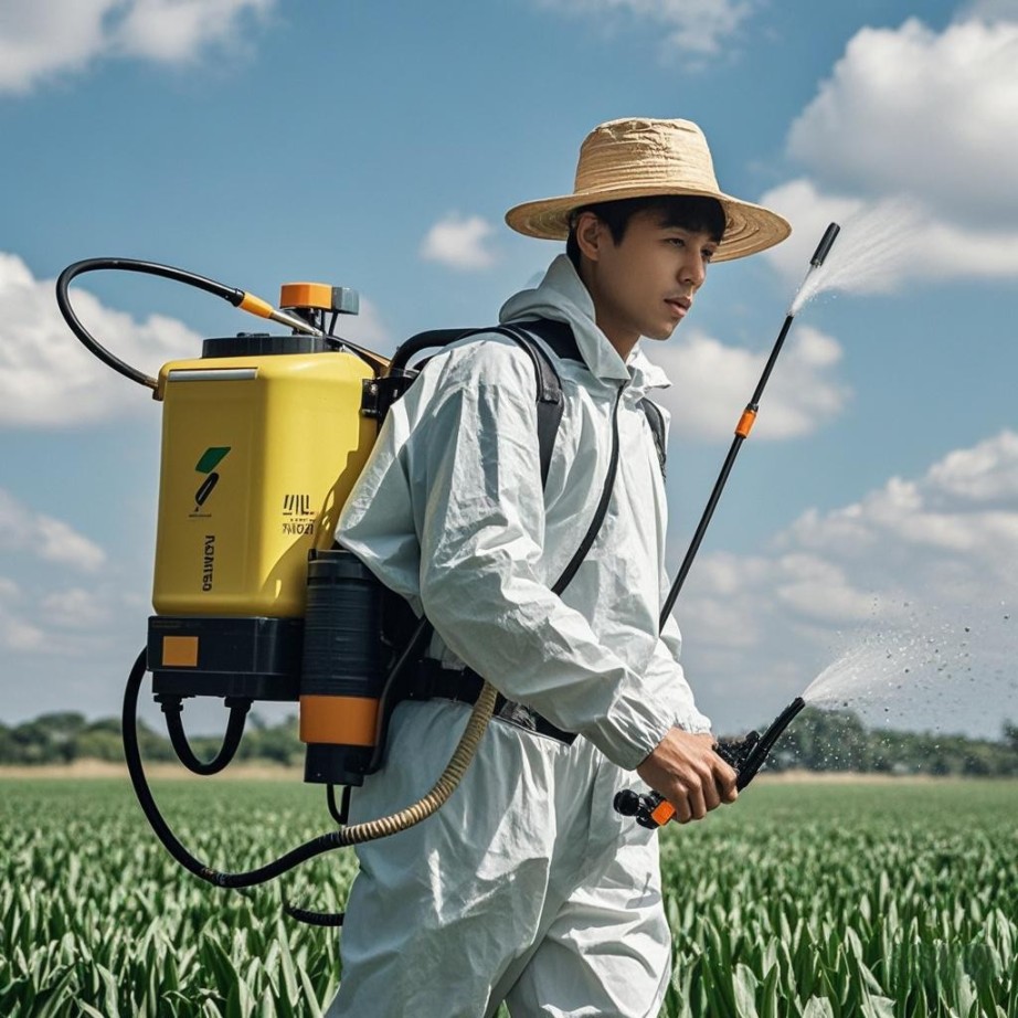 Are there any benefits and harms to the widespread use of pesticides and sprayers in agricultural pest control?